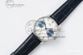 MIROTIME 0316 ZeroBulk Portuguese Real PR IW500715 SS AZF 1:1 Best Edition White Blue Dial on Blue Leather Strap A 7034